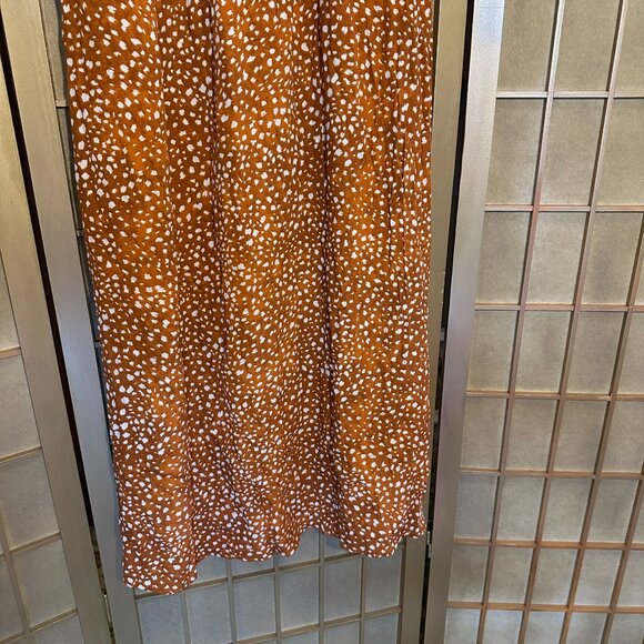 NWT MANGO Long Sleeve Maxi Prairie Tea Dress Orange Animal Print Size 4 / Small - Picture 12 of 12